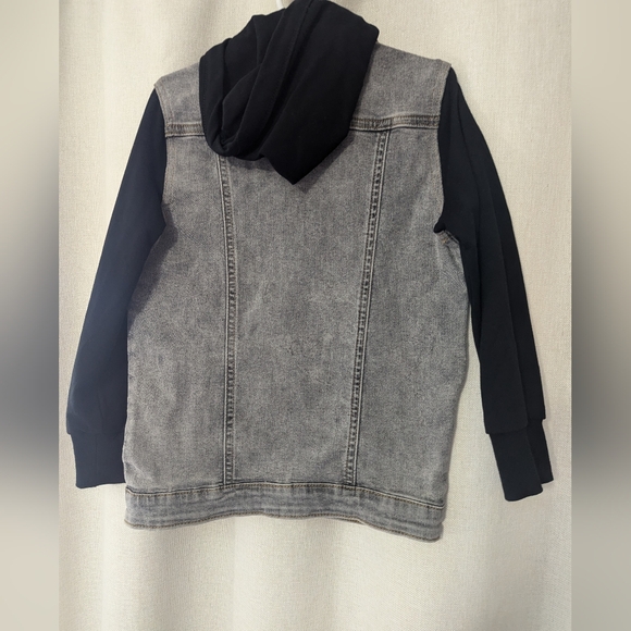 BNWT Little Bipsy Hooded Grey & Black Denim + Knit Jacket size 3T-4T - Picture 5 of 8